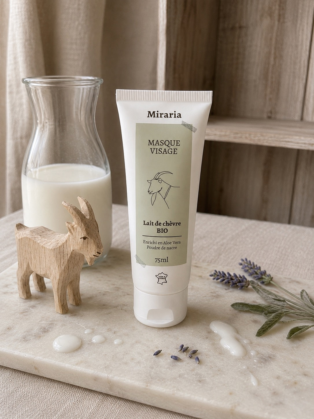 Masque visage au lait de chèvre bio et charbon de bambou