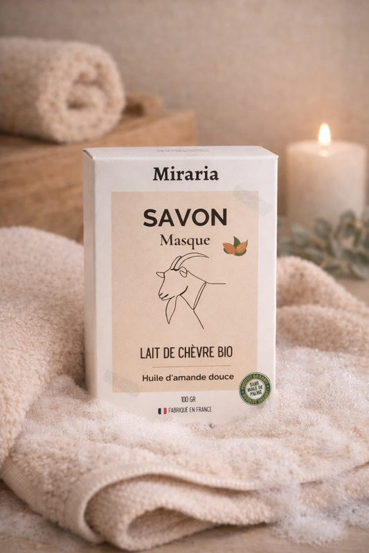 Le savon masque Miraria au lait de chèvre : un soin complet pour une peau nette et apaisée
